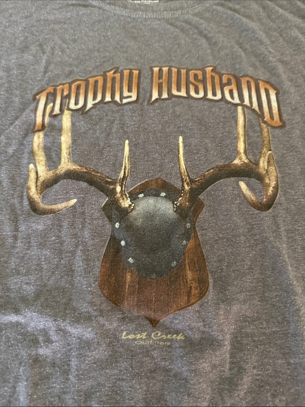 Trophy Husband Graphic Tee - Charcoal with Brown Antlers